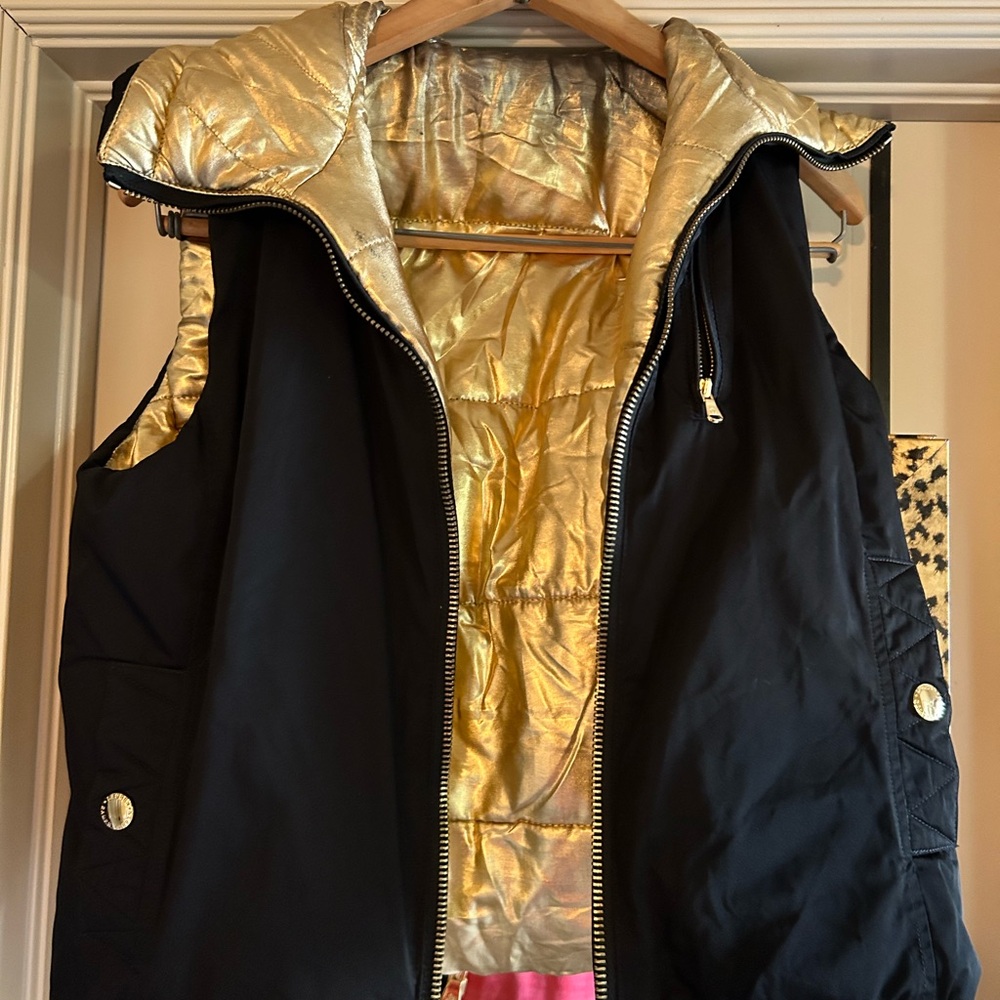 Ralph Lauren Exclusive Gold and Black Vest with Textured Exterior